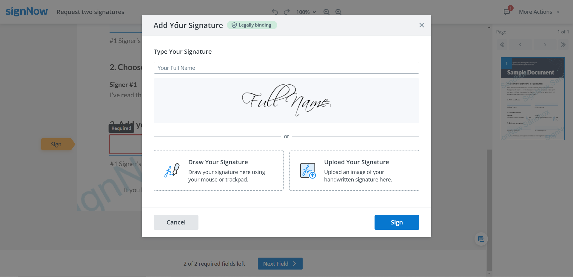 Force new signature